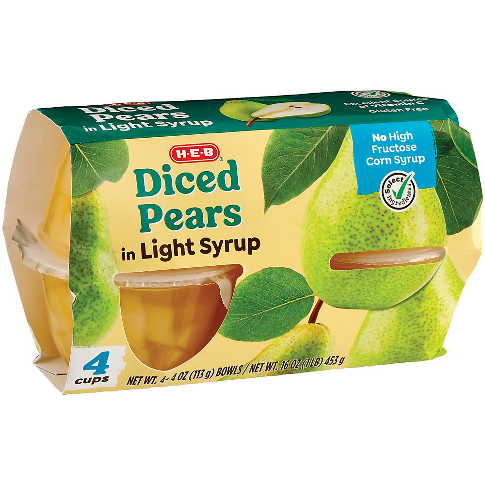 Calories in H-E-B Select Ingredients Diced Pears In Light Syrup, 4 ct
