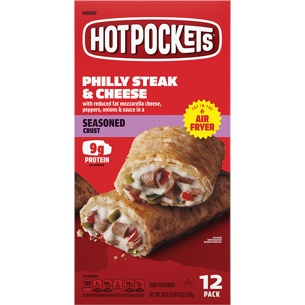Calories in Hot Pockets Philly Steak & Cheese Frozen Sandwiches, 12 ct