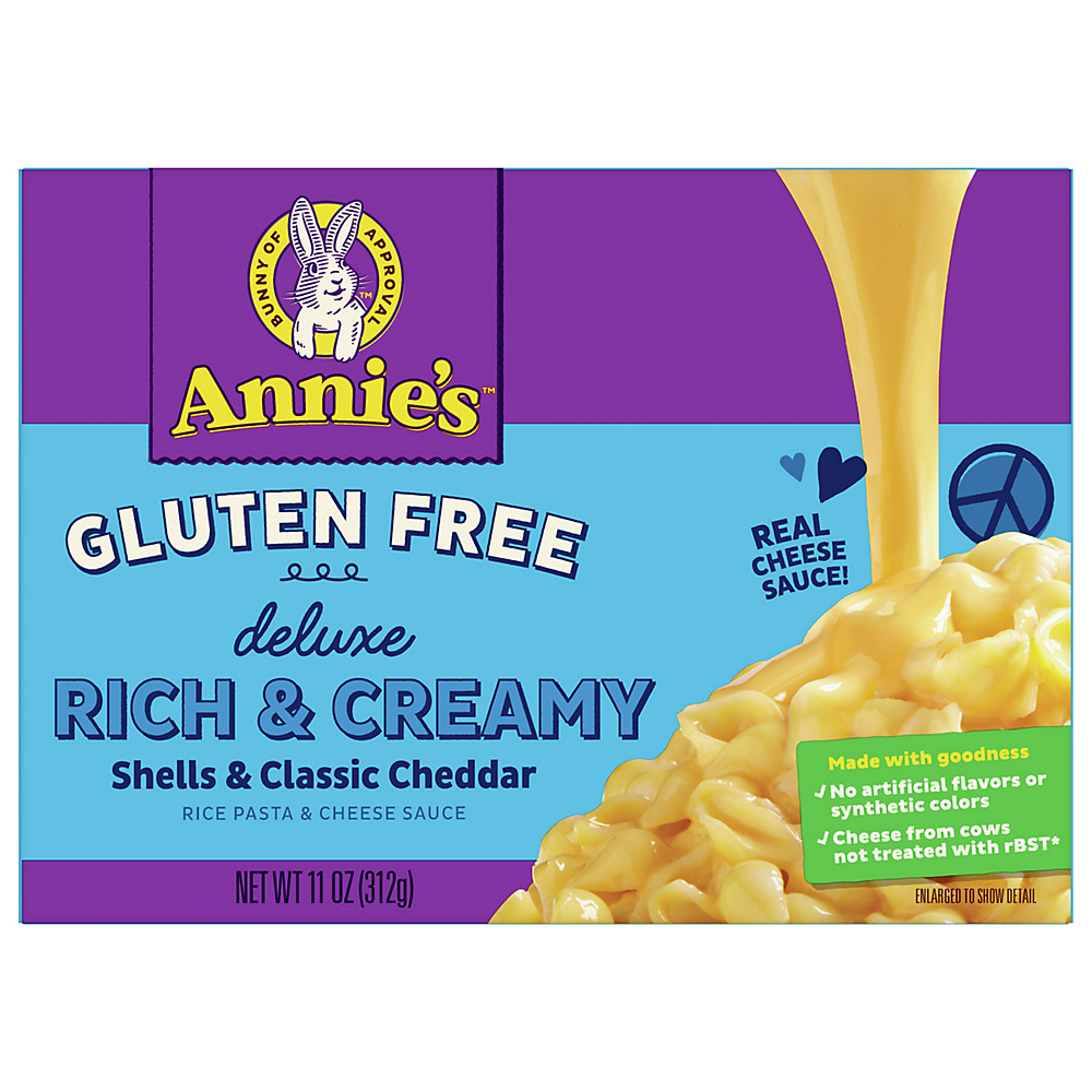 Calories in Annie's Gluten Free Creamy Deluxe Rice Pasta and Cheesy Cheddar Sauce, 11 oz