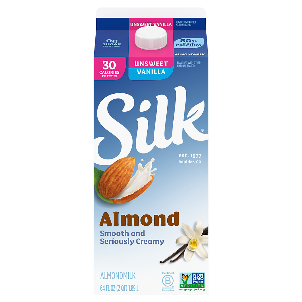 Calories in Silk Unsweetened Vanilla Almond Milk, 64 oz