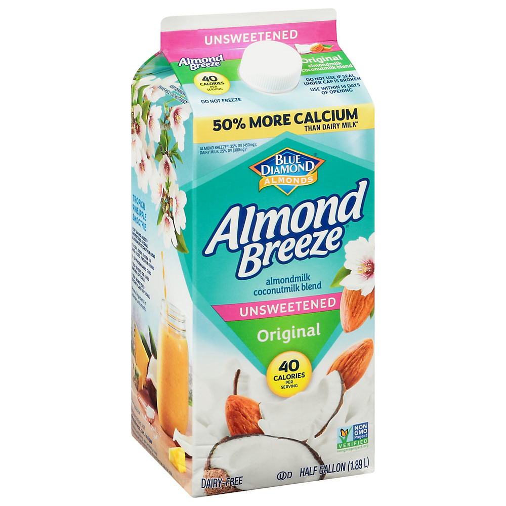 Calories in Blue Diamond Almond Breeze Unsweetened Almond Coconut Almond Milk, 1/2 gal