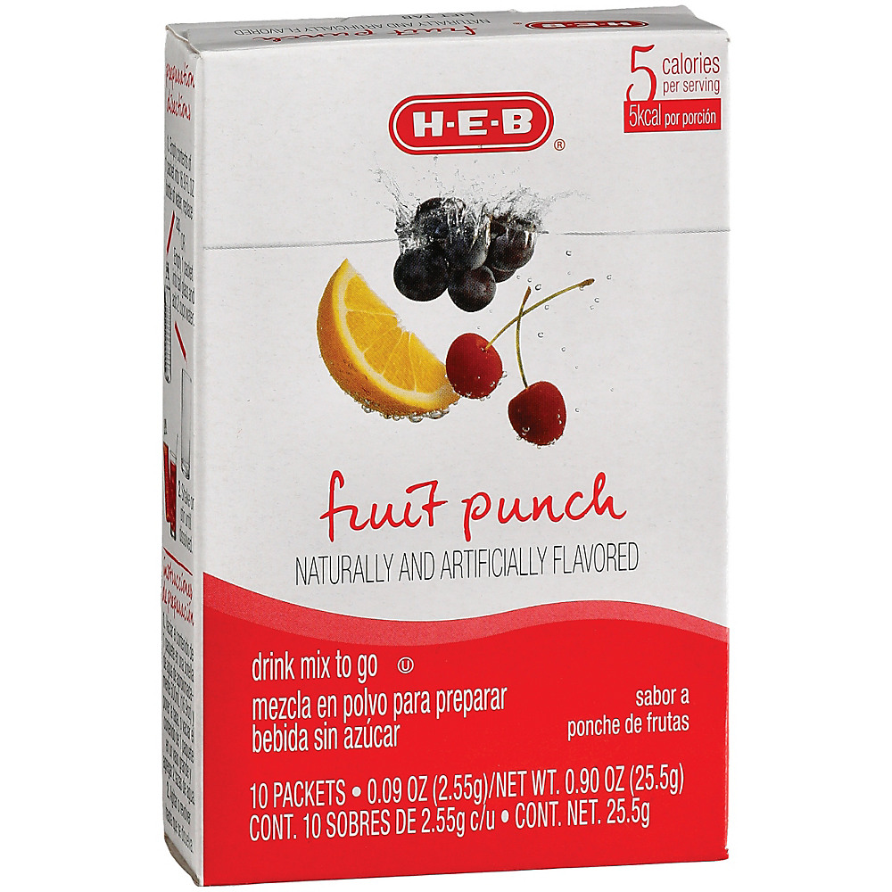 Calories in H-E-B To Go Fruit Punch Drink Mix, 10 ct
