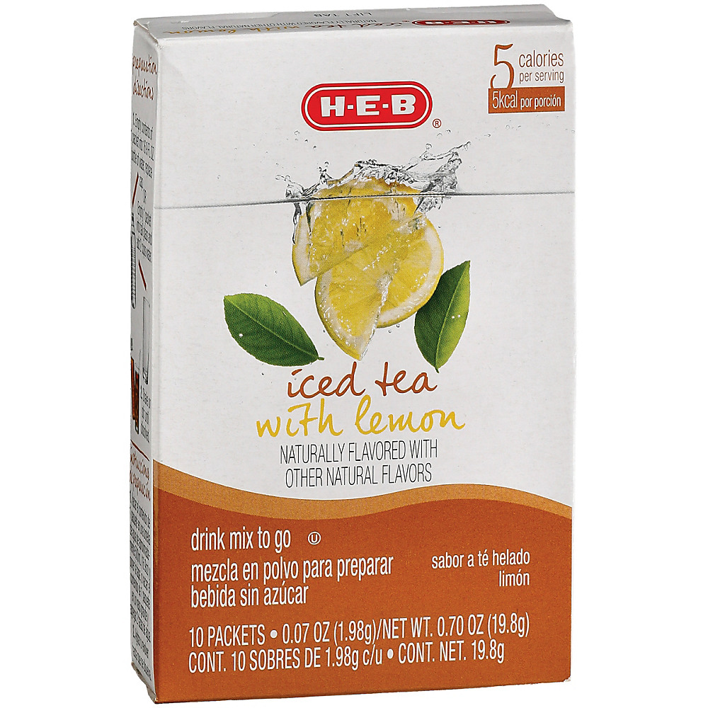 Calories in H-E-B To Go Iced Tea With Lemon Drink Mix, 10 ct