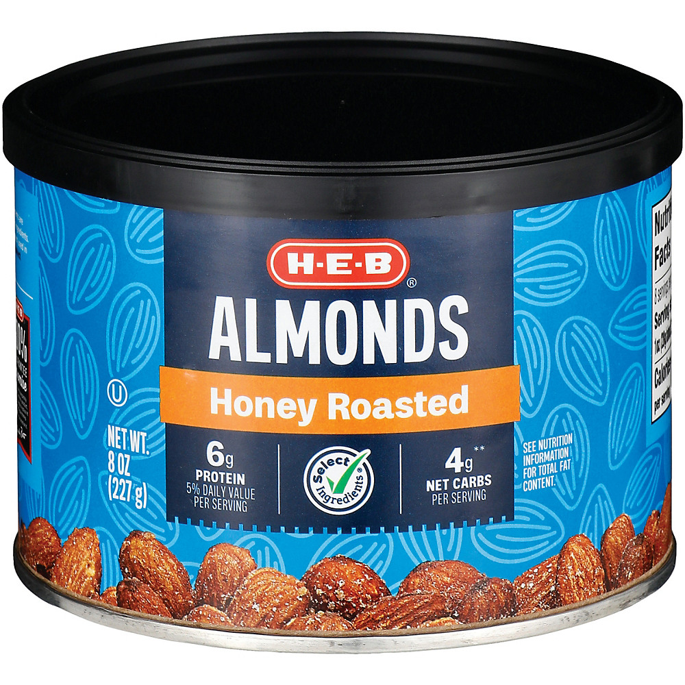 Calories in H-E-B Select Ingredients Honey Roasted Almonds, 8 oz