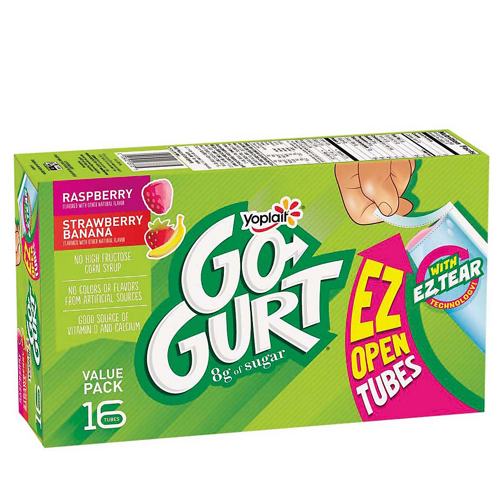 Calories in Yoplait GoGurt Low-Fat Raspberry & Strawberry Banana Yogurt Tubes Value Pack, 16 ct