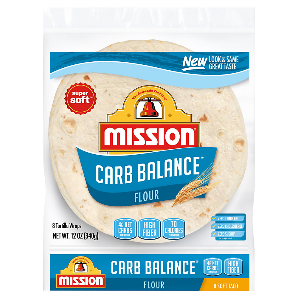 Calories in Mission Carb Balance Soft Taco Flour Tortillas, 8 ct
