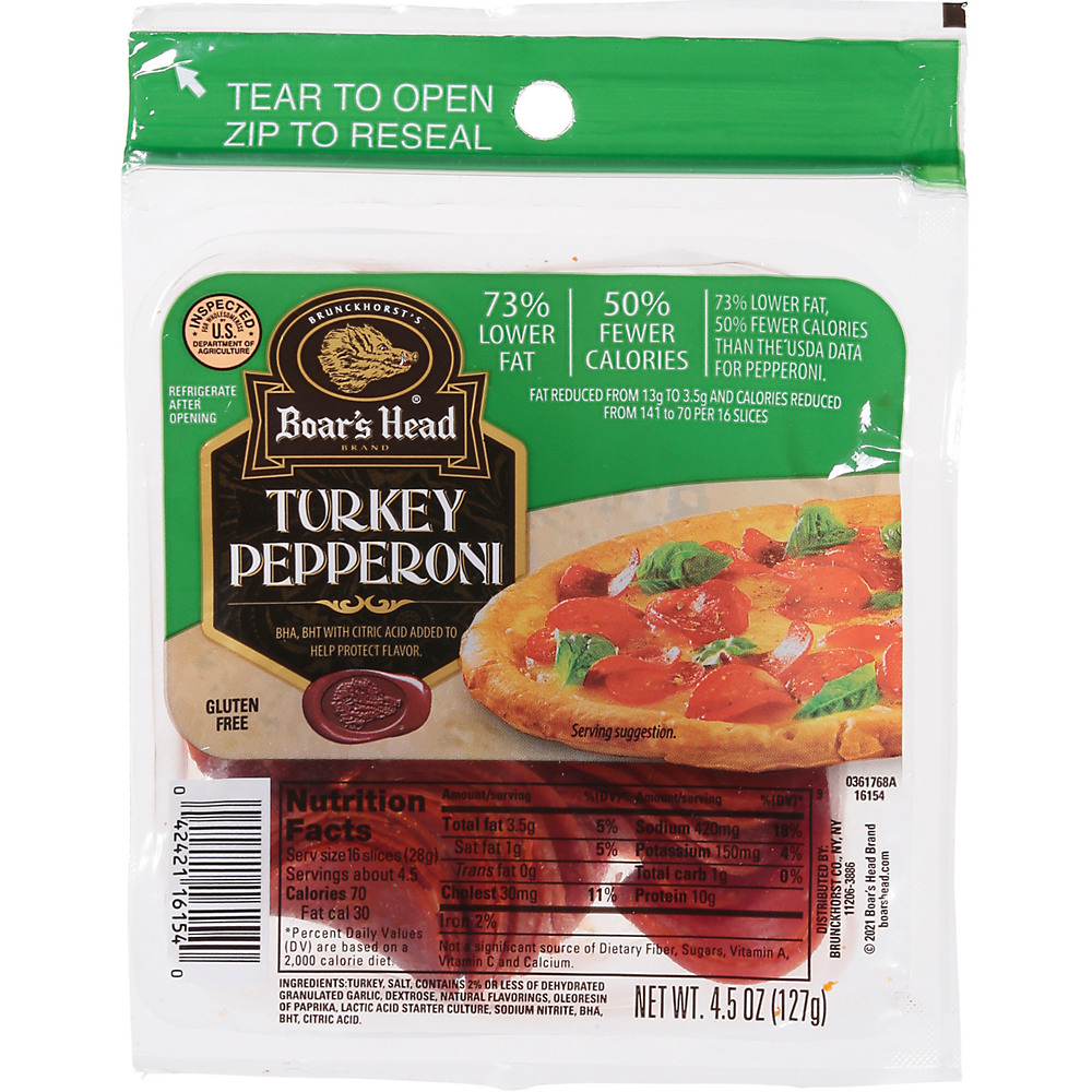 Calories in Boar's Head Turkey Pepperoni, 4.5 oz
