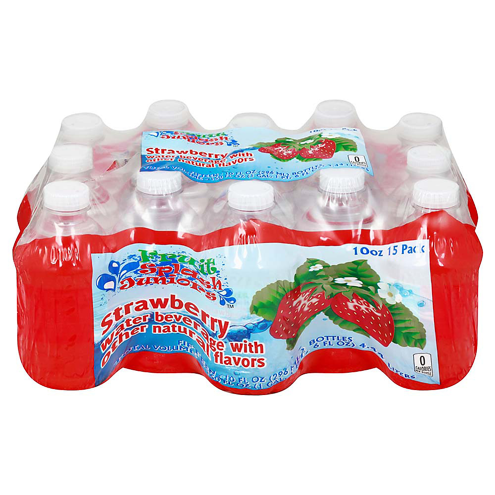 Calories in Fruit Splash Juniors Strawberry Water Beverage 15 PK Bottles, 10 OZ