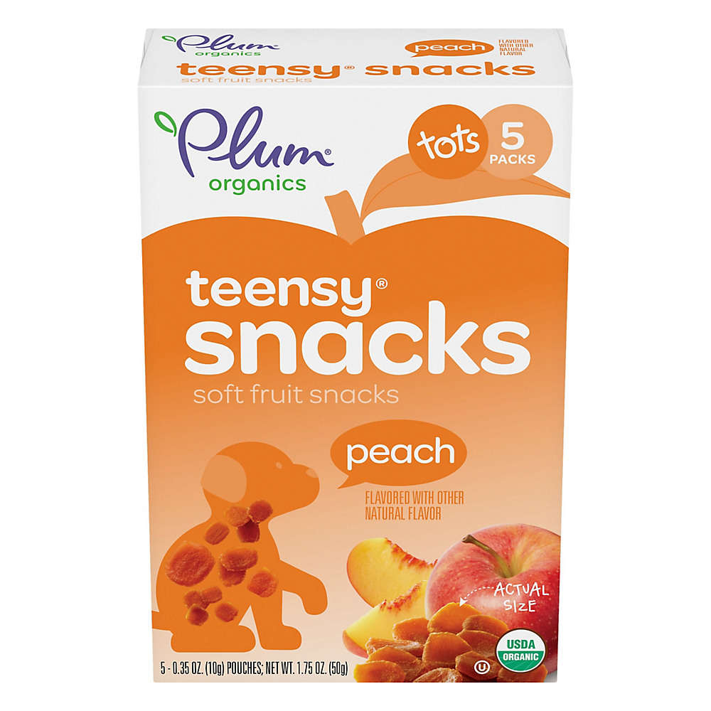 Calories in Plum Organics Tots Peach Teensy Fruits Snacks, 5 CT