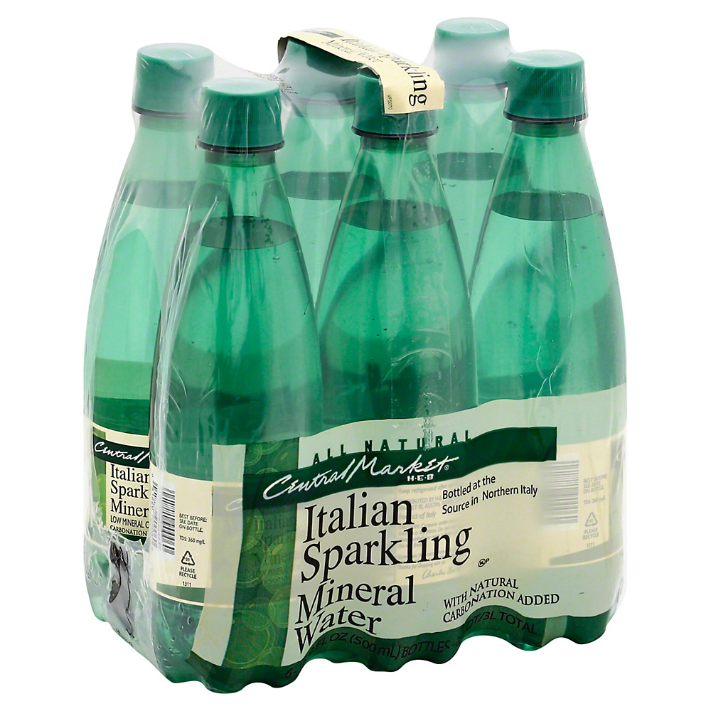 Calories in Central Market Italian Sparkling Mineral Water 16.9 oz Bottles, 6 pk