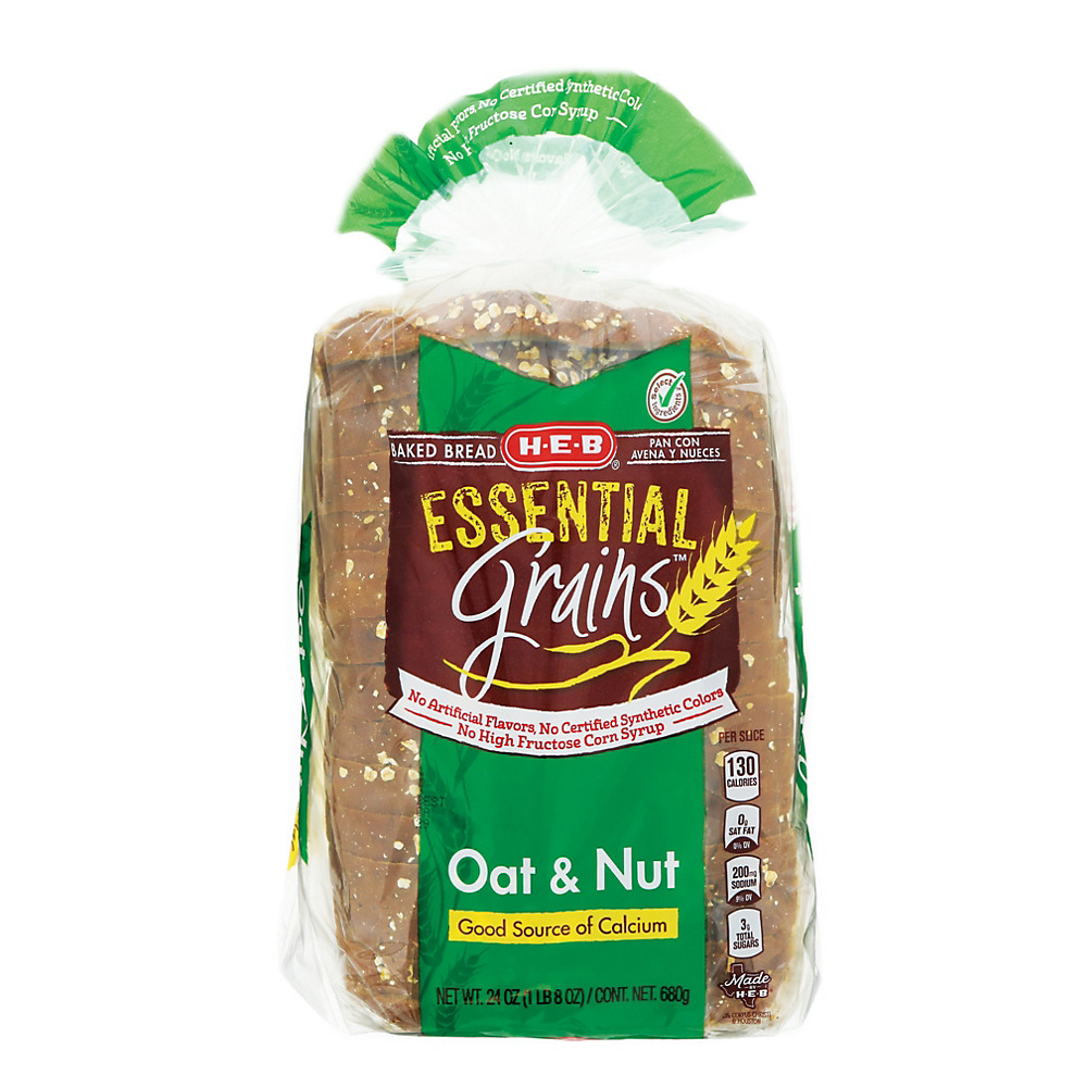 Calories in H-E-B Essential Grains Oat & Nut Bread, 24 oz