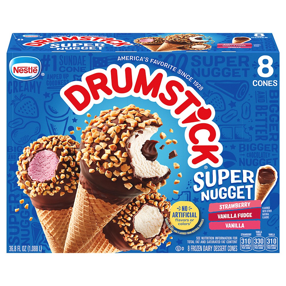 Calories in Nestle Drumstick Super Nugget Sundae Cones Variety Pack, 8 ct