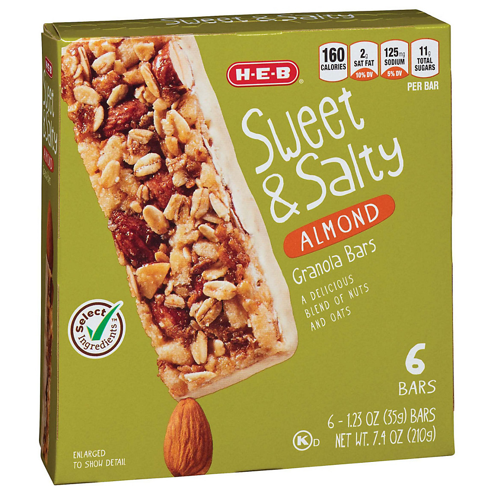 Calories in H-E-B Select Ingredients Sweet & Salty Almond Granola Bars, 6 ct