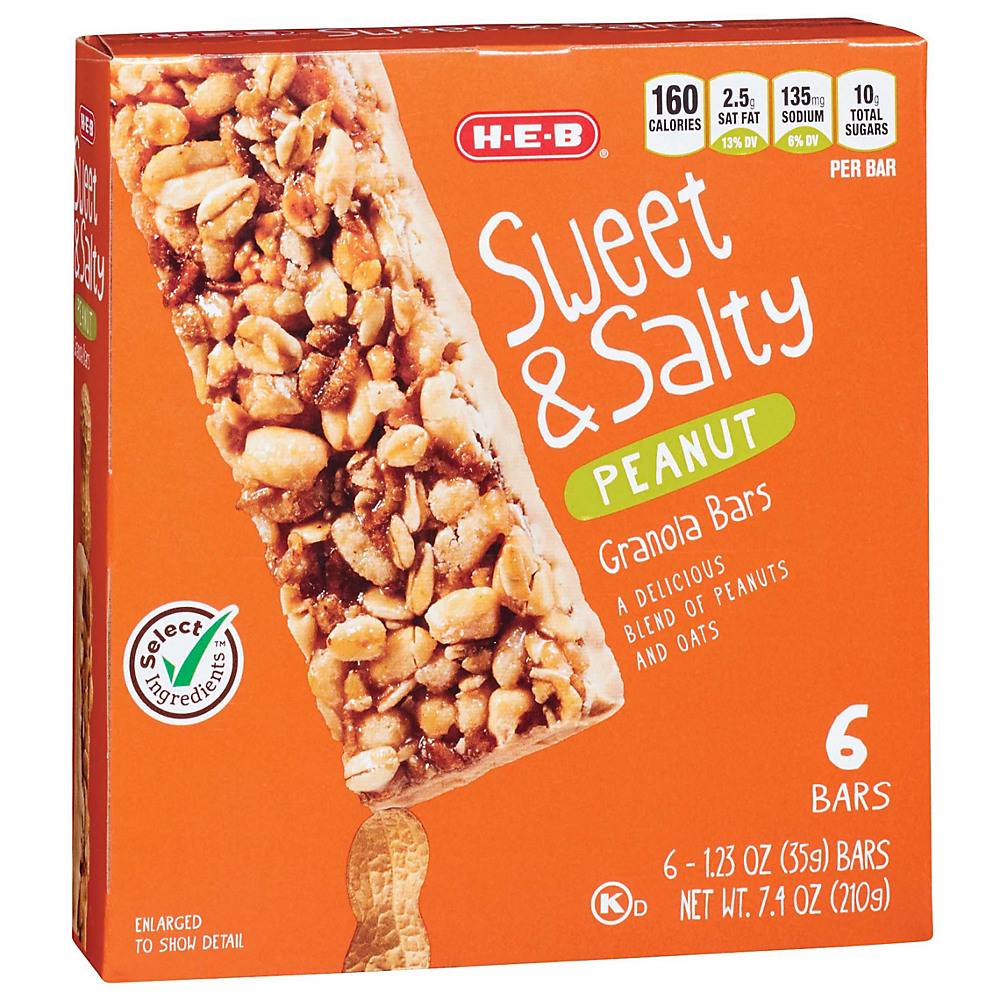 Calories in H-E-B Select Ingredients Sweet & Salty Peanut Granola Bars, 6 ct