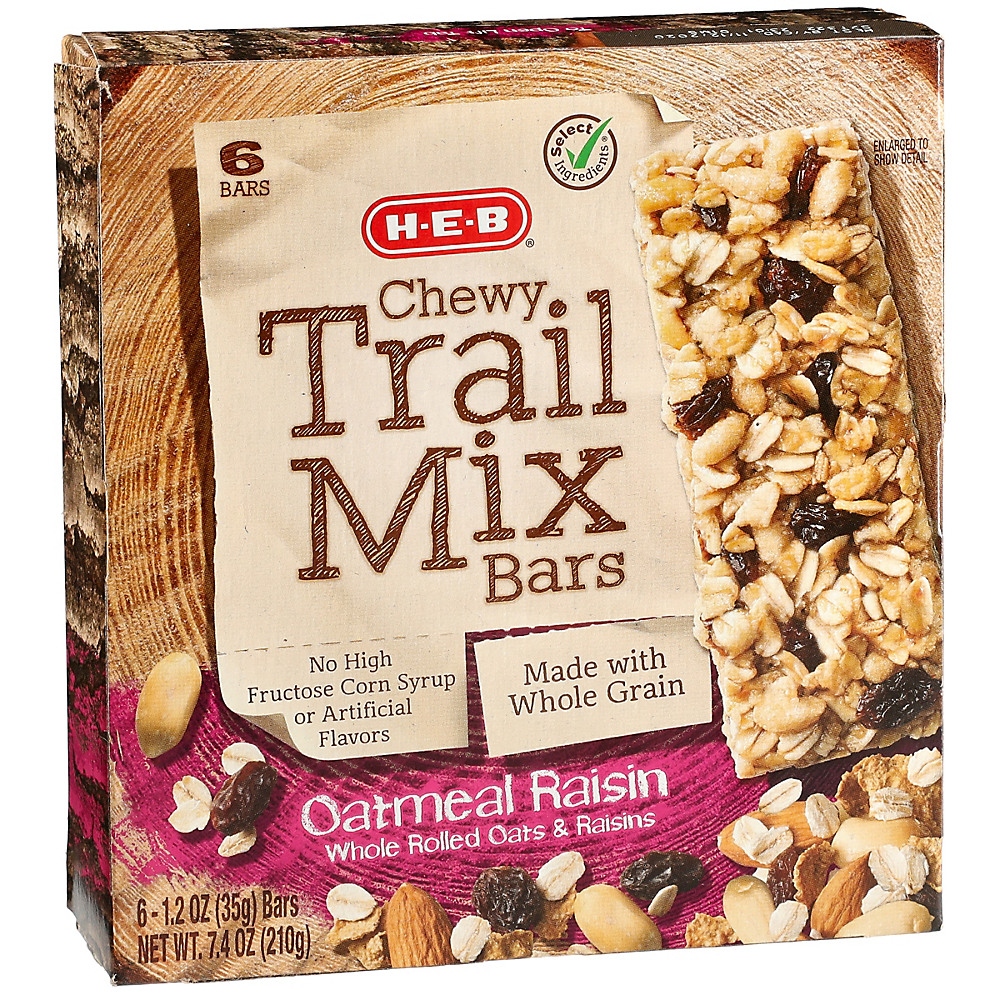 Calories in H-E-B Select Ingredients Chewy Oatmeal Raisin Trail Mix Bars, 6 ct