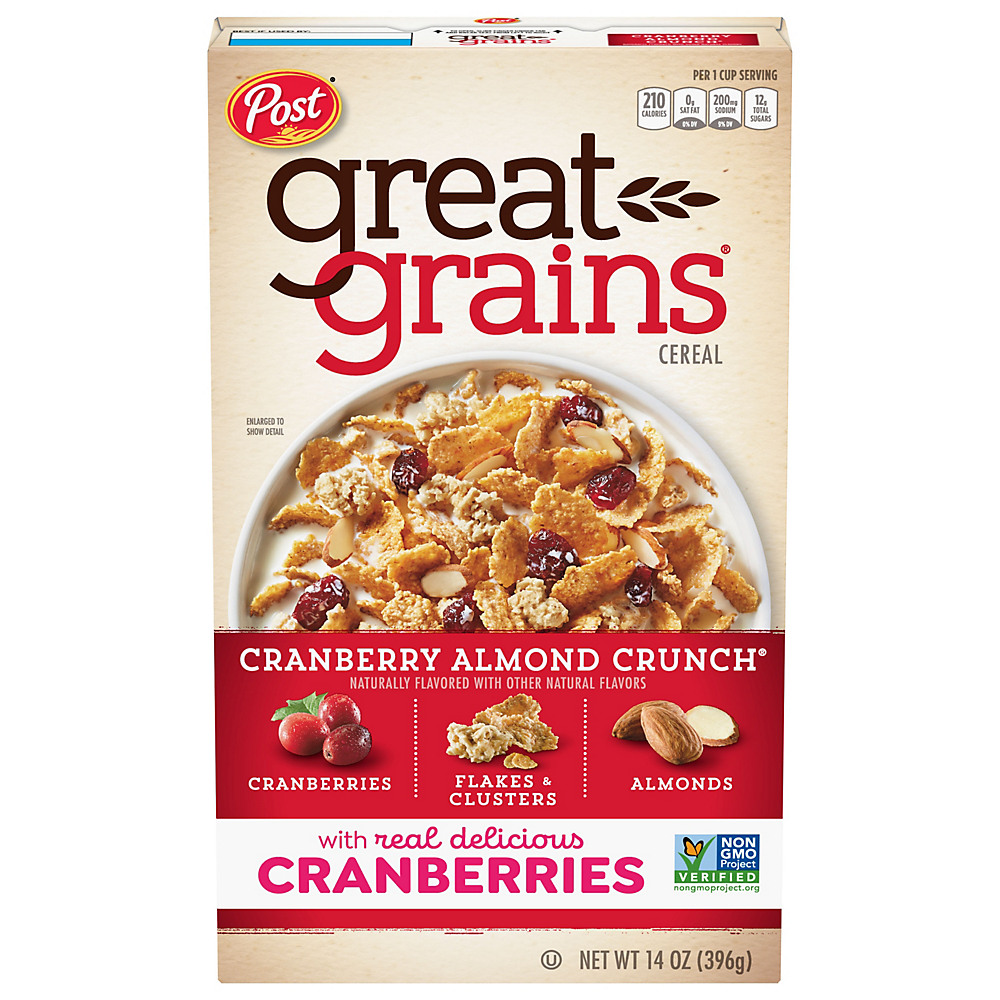 Calories in Post Great Grains Cranberry Almond Crunch Whole Grain Cereal, 14 oz