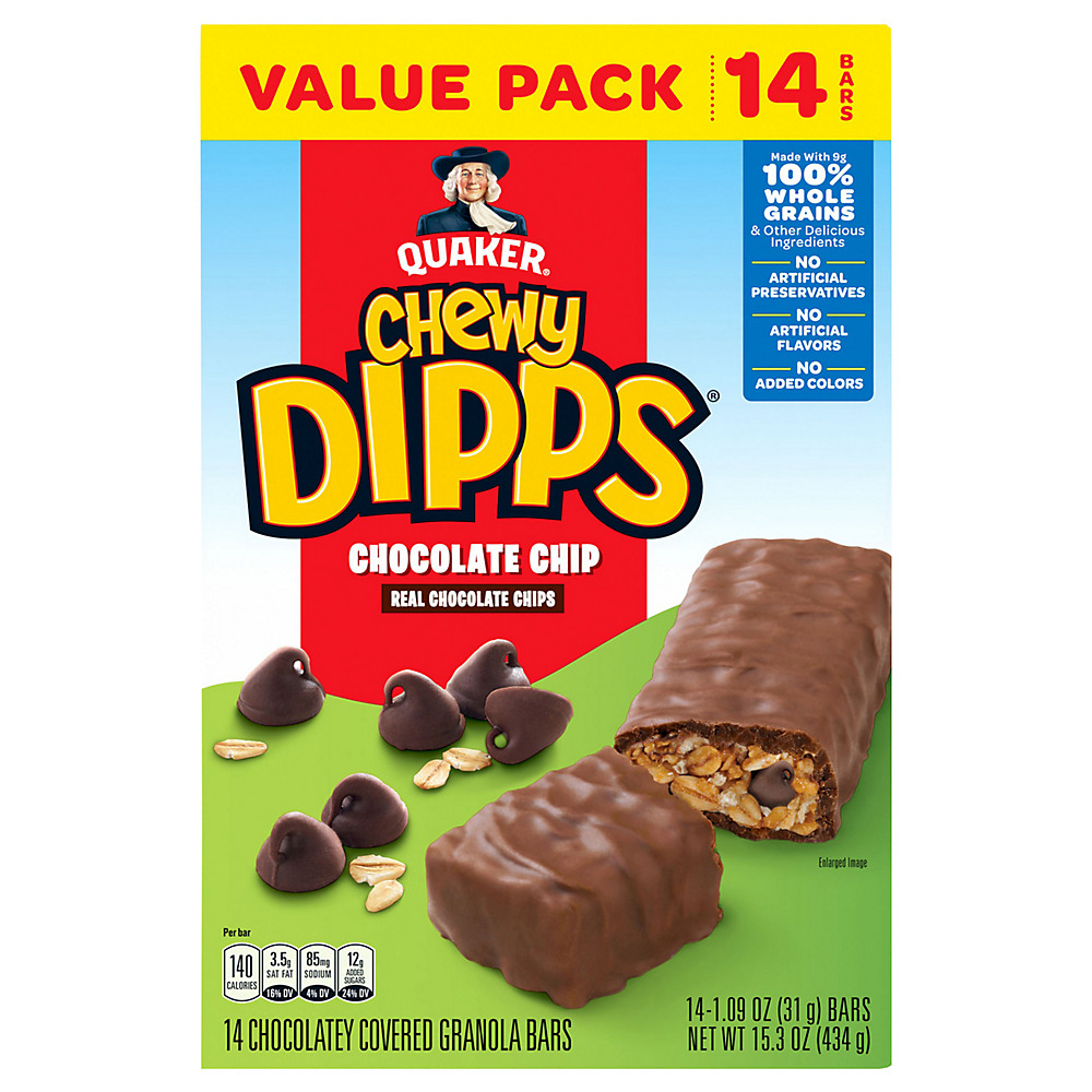 Calories in Quaker Chewy Dipps Chocolate Chip Granola Bars Value Pack, 14 ct