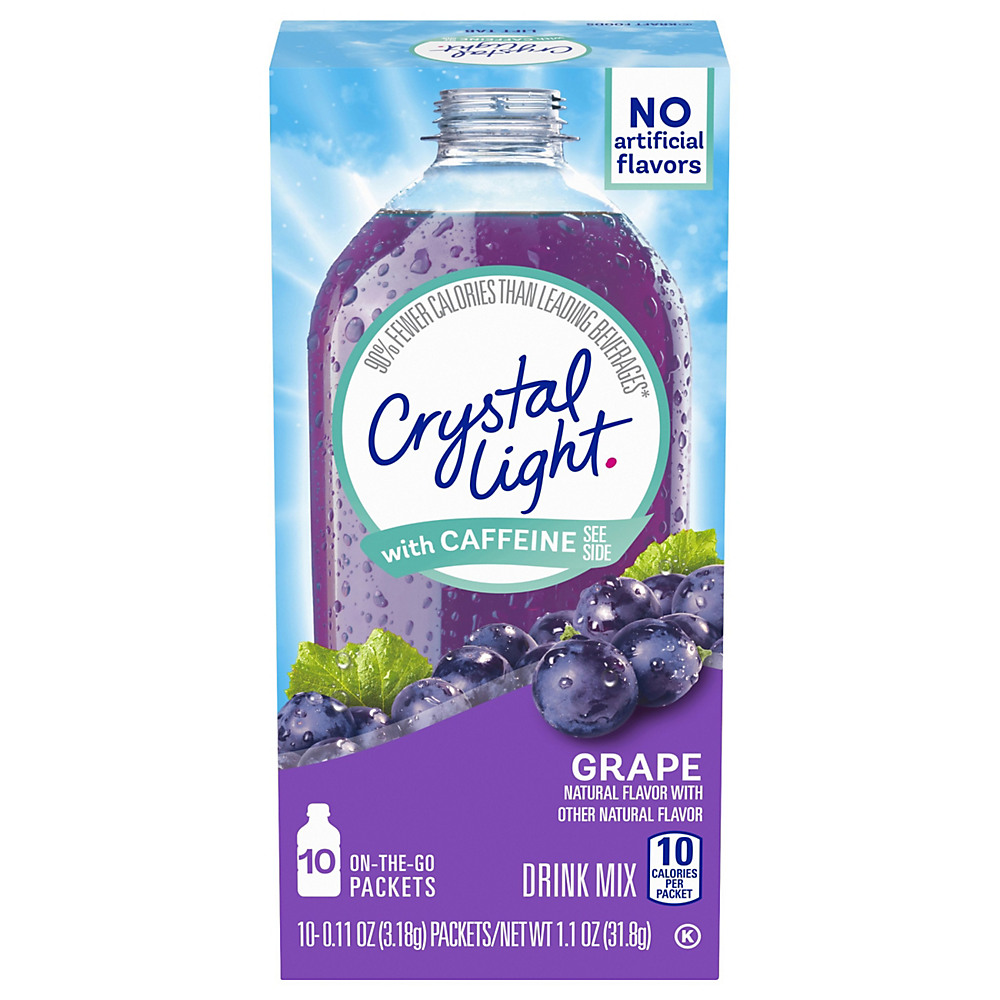 Calories in Crystal Light On The Go with Caffeine Grape Drink Mix, 10 ct