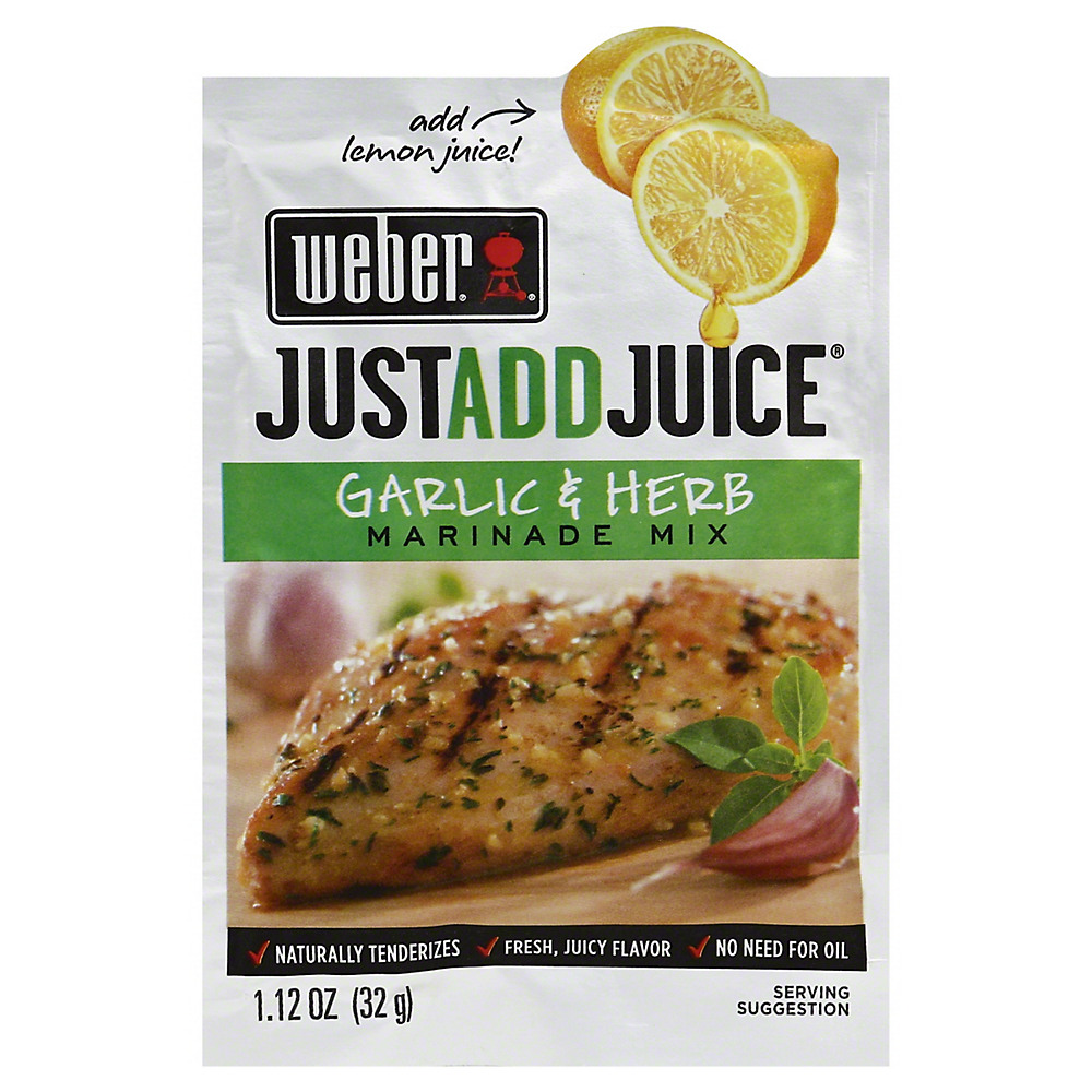 Calories in Weber Just Add Juice Garlic and Herb Marinade Mix, 1.12 oz