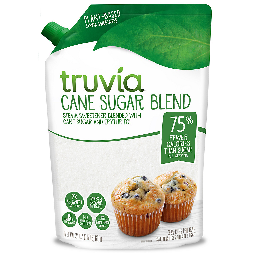 Calories in Truvia Cane Sugar Blend, Mix of Stevia Sweetener and Cane Sugar, 24 oz