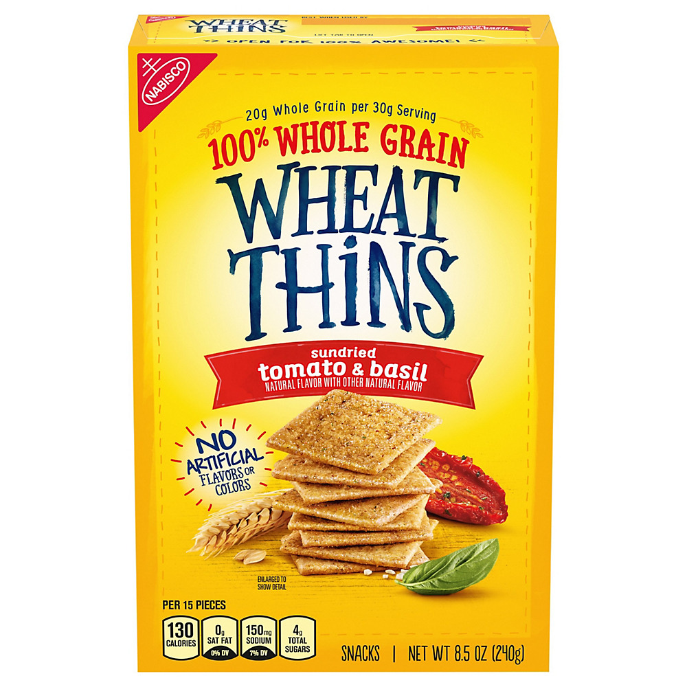 Calories in Nabisco Wheat Thins Sundried Tomato & Basil Crackers, 9 oz
