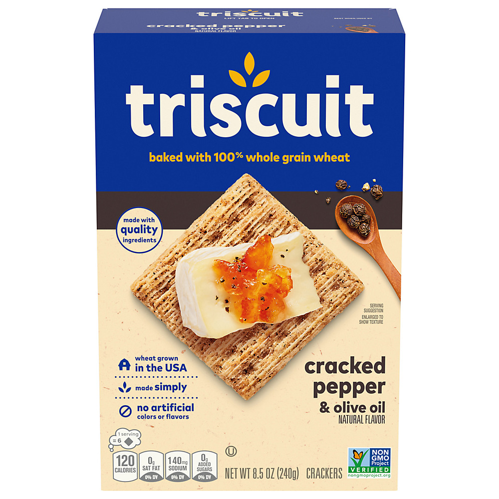 Calories in Nabisco Triscuit Cracked Pepper & Olive Oil Crackers, 8.5 oz
