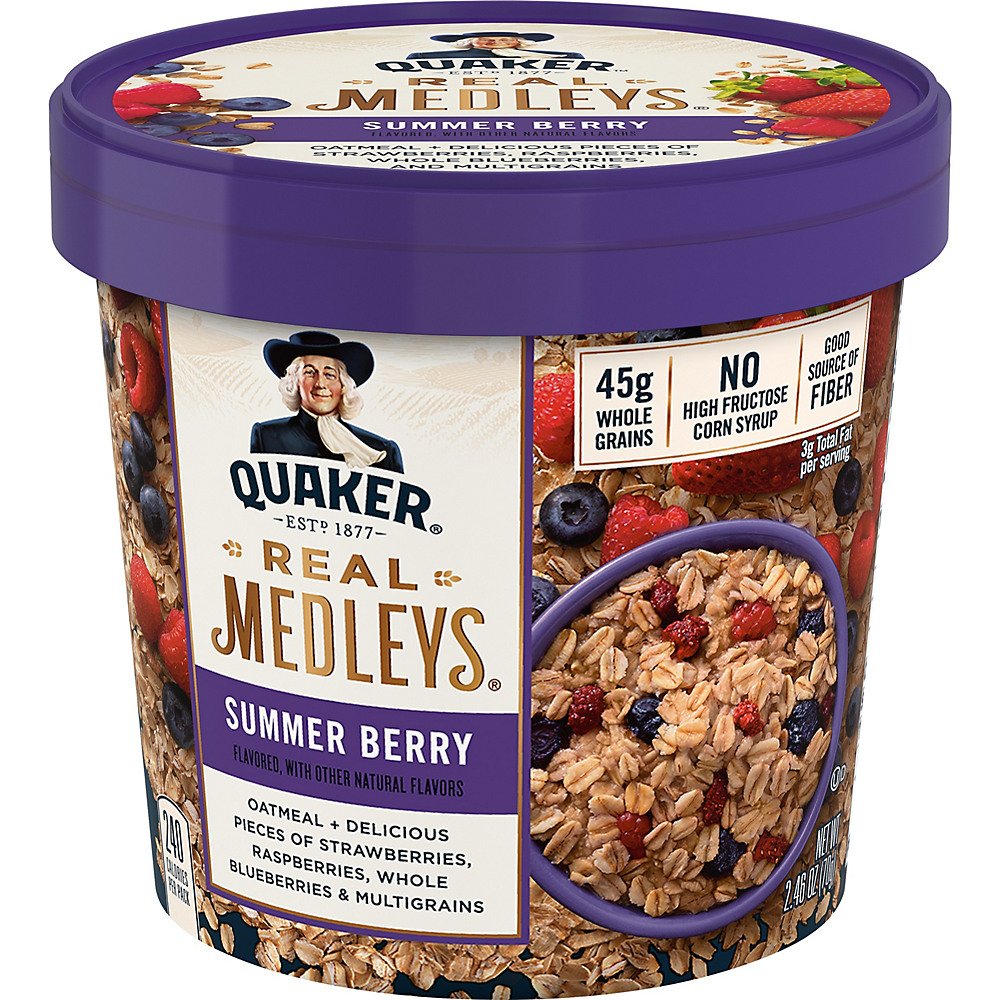Calories in Quaker Real Medleys Summer Berry Oatmeal+ Cup, 2.46 oz
