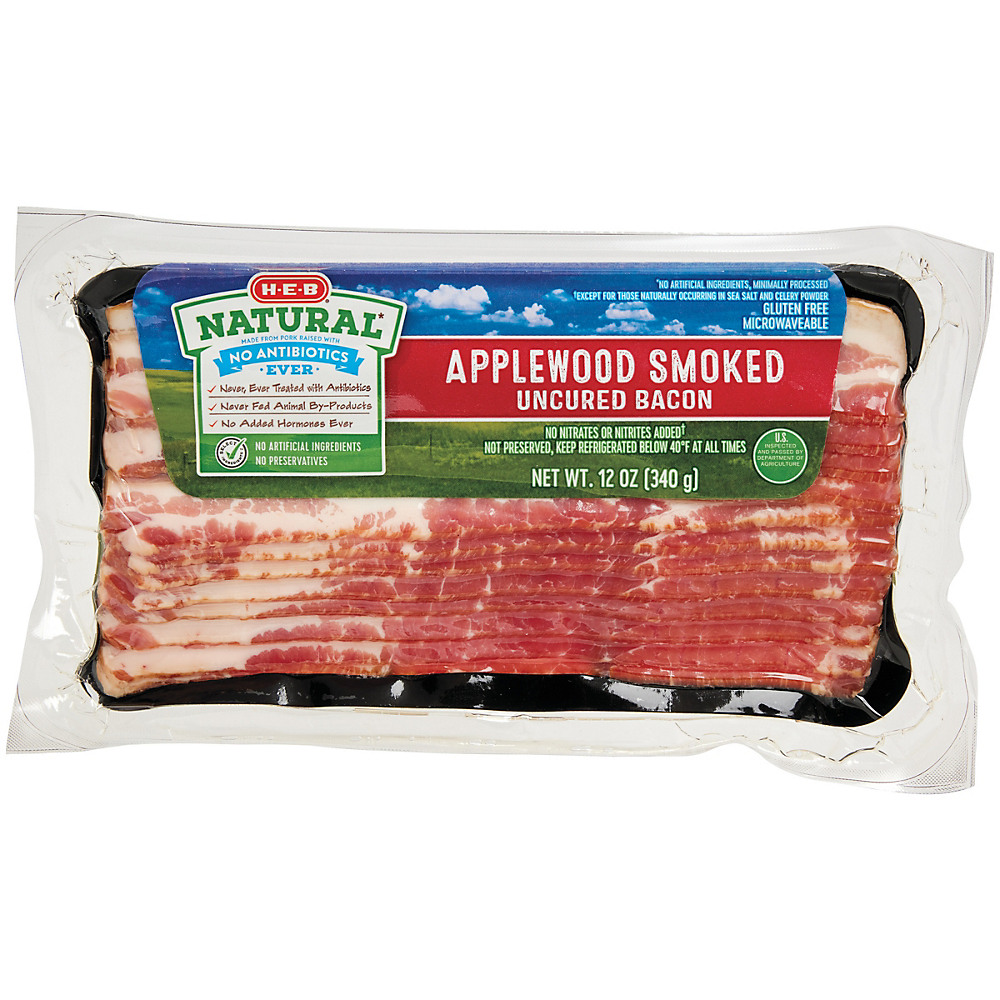 Calories in H-E-B Natural Applewood Smoked Uncured Bacon, 12 oz