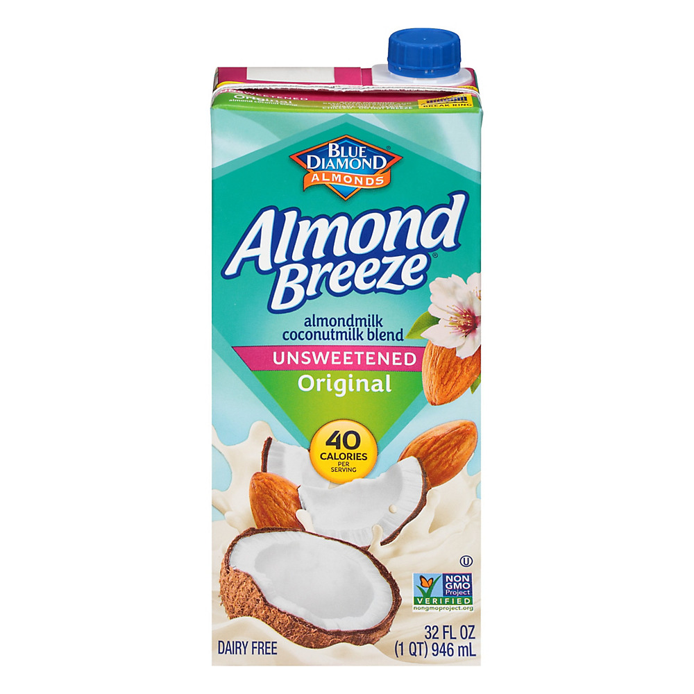 Calories in Blue Diamond Almonds Breeze Unsweetened Almond and Coconut  Milk Blend, 32 oz
