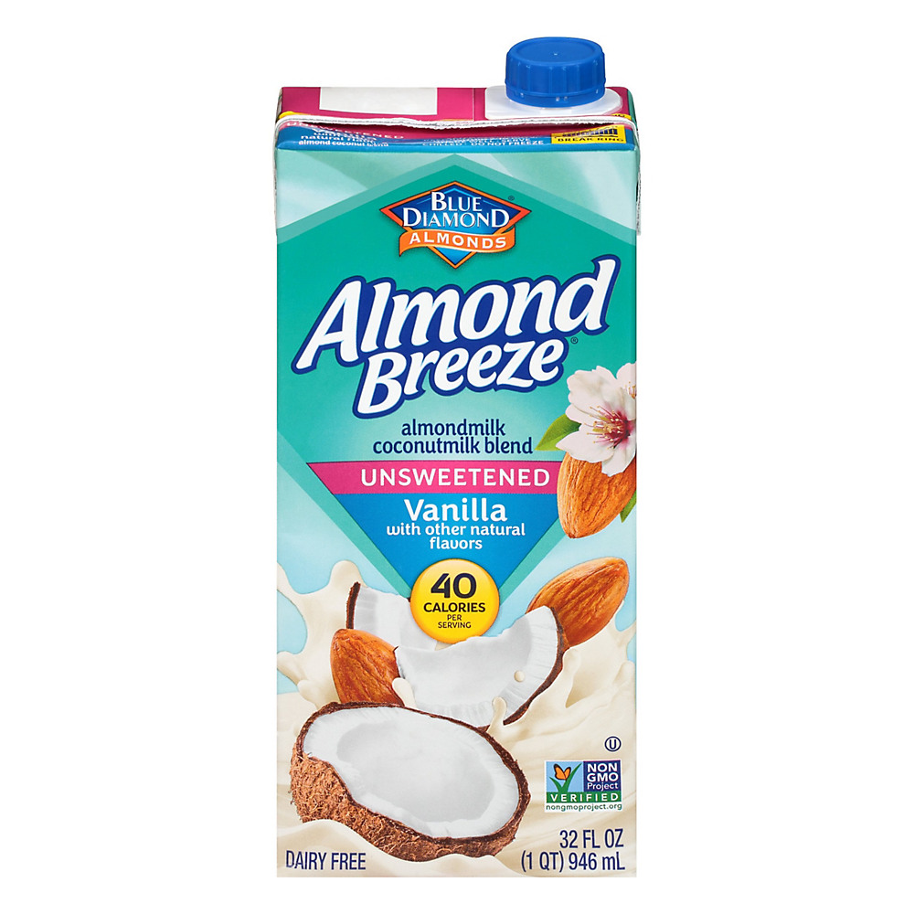 Calories in Blue Diamond Almonds Breeze Vanilla Unsweetened Almond and Coconut Milk Blend, 32 oz