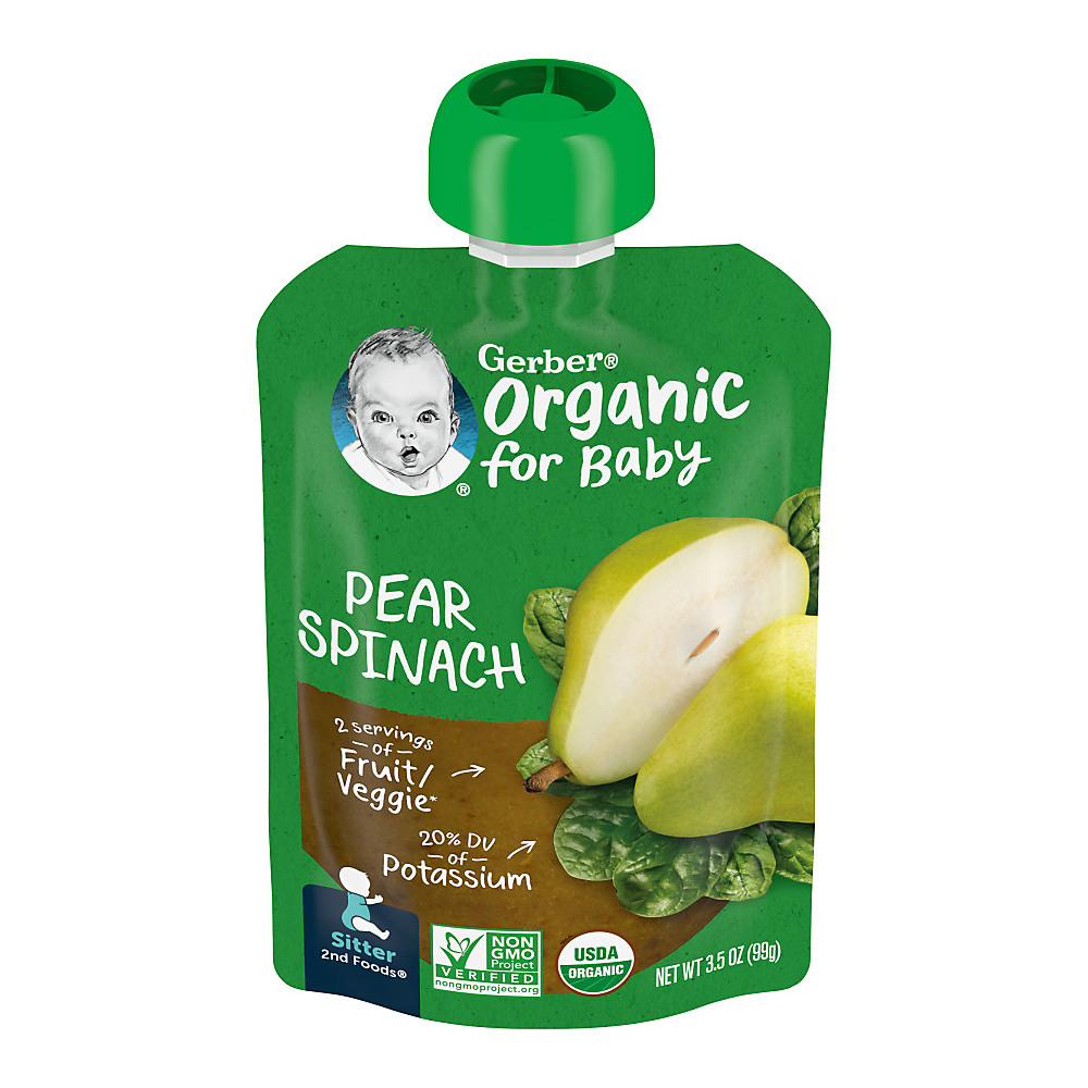 Calories in Gerber 2nd Foods Organic Pouches Pear Spinach, 3.5 oz