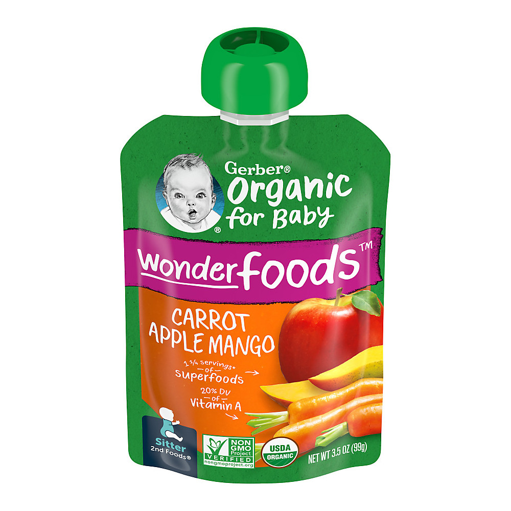 Calories in Gerber 2nd Foods Organic Pouches Carrot Apple Mango, 3.5 oz