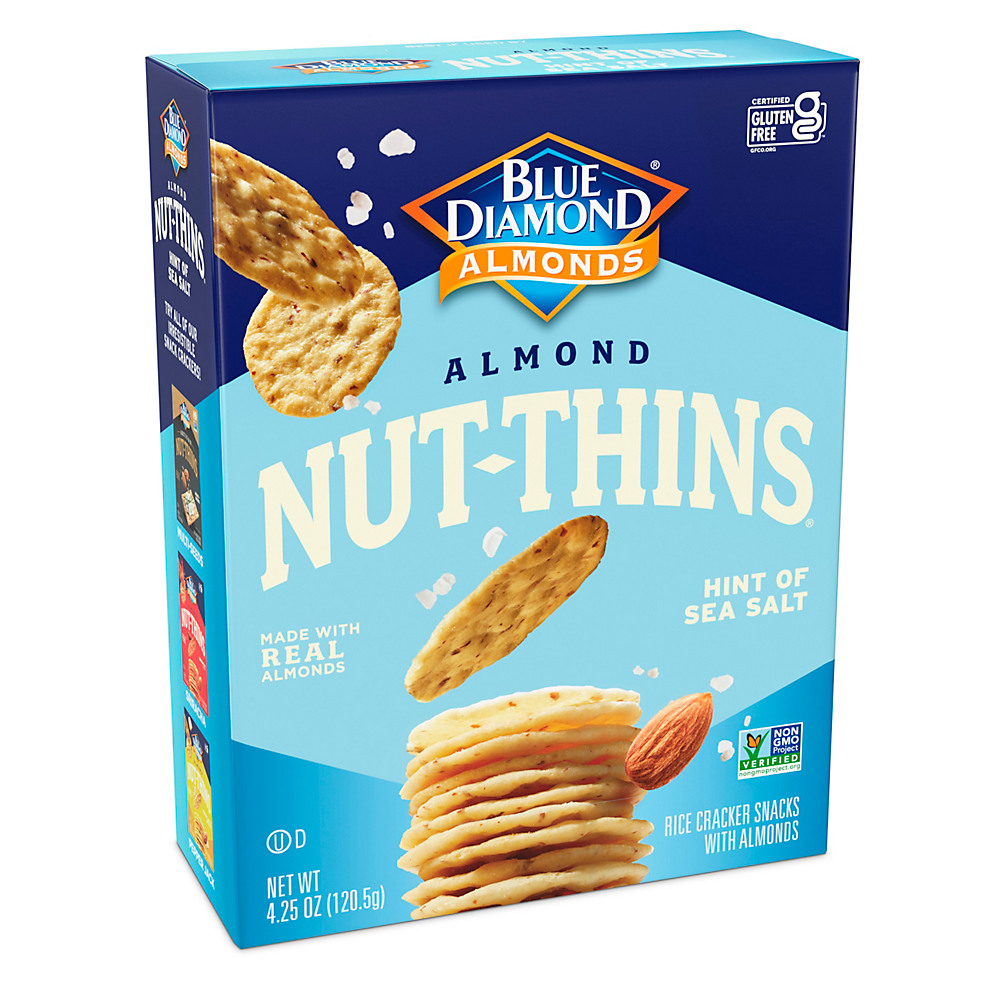 Calories in Blue Diamond Almond Nut-Thins Hint of Sea Salt Nut & Rice Cracker Snacks, 4.25 oz