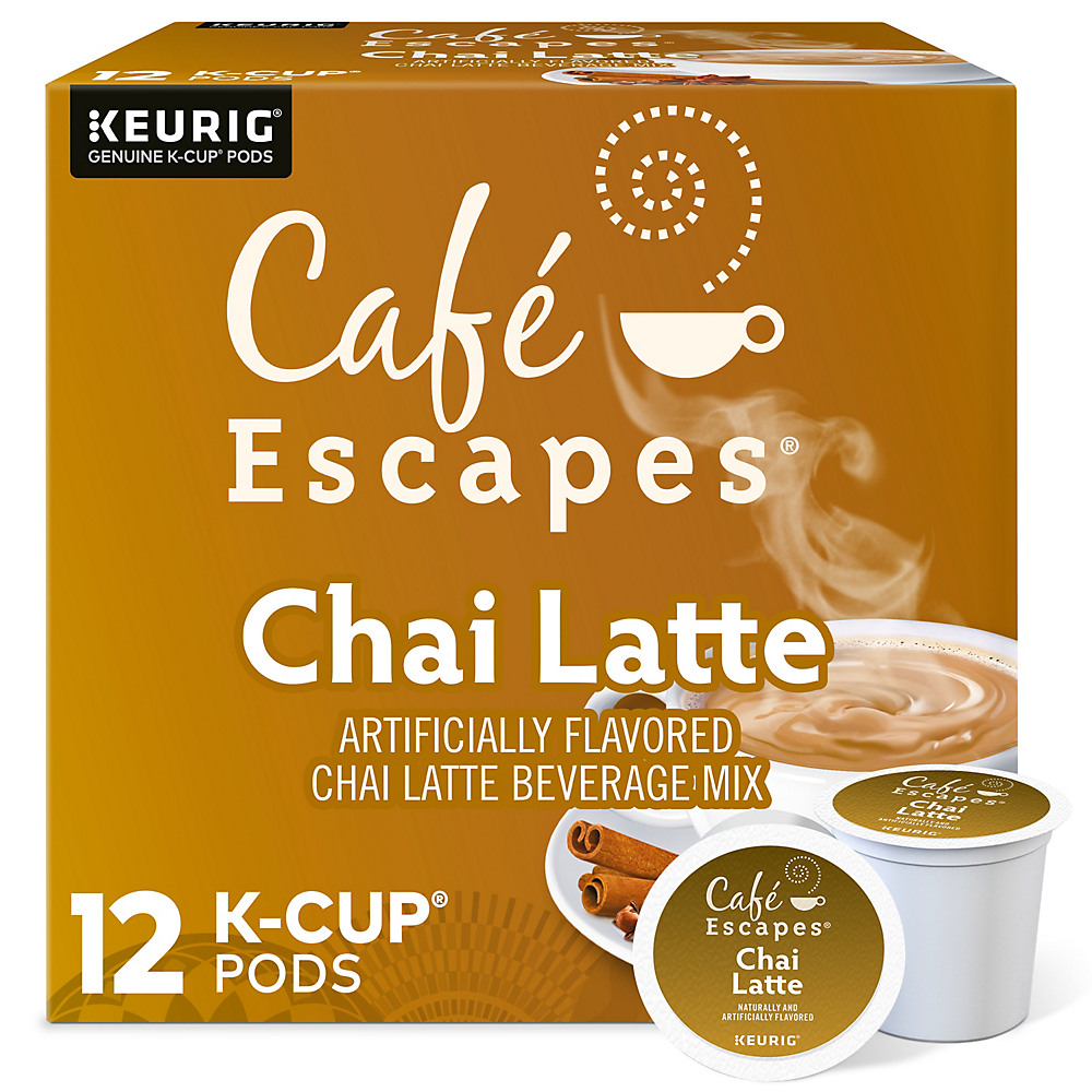 Calories in Cafe Escapes Chai Latte Single Serve Coffee K-Cups, 12 ct