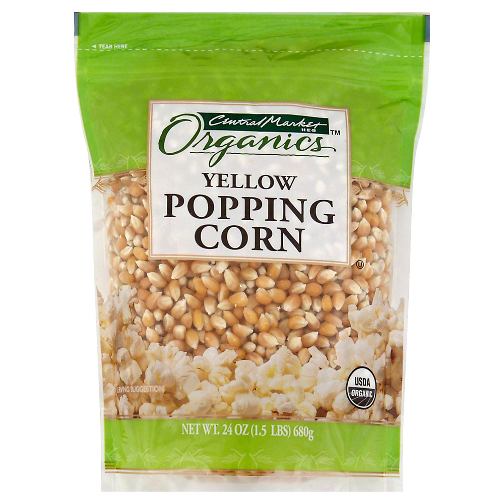 Calories in Central Market Organic Yellow Popping Corn, 24 oz