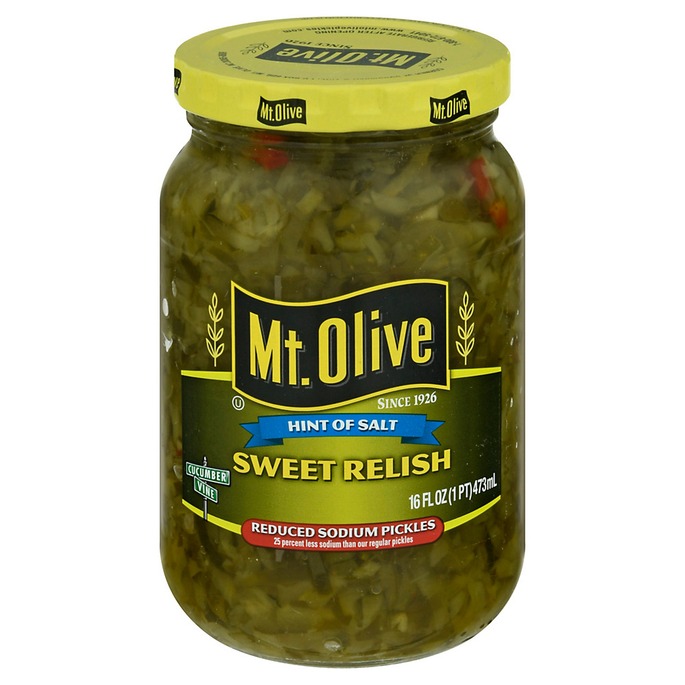 Calories in Mt. Olive Reduced Sodium Sweet Relish, 16 oz