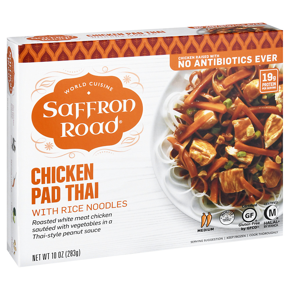 Calories in Saffron Road Chicken Pad Thai with Rice Noodles, 10 oz