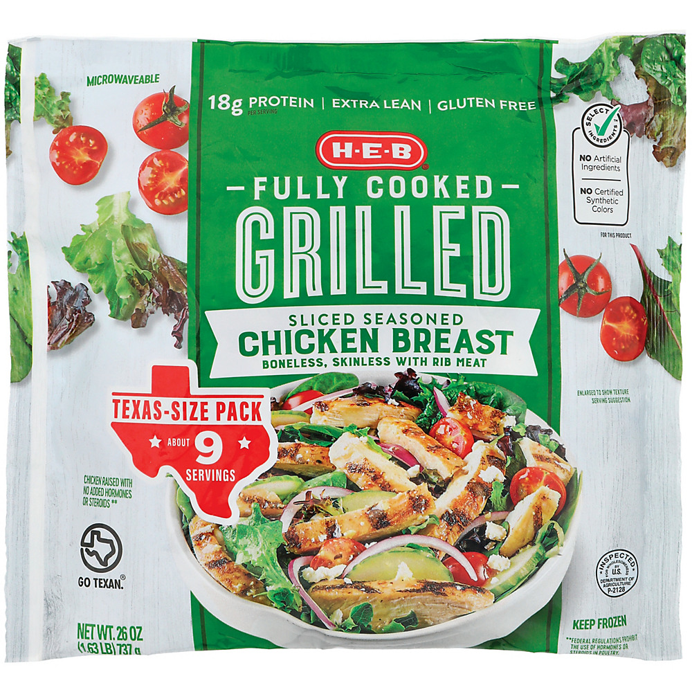 Calories in H-E-B Select Ingredients Fully Cooked Grilled Chicken Breasts, 26 oz