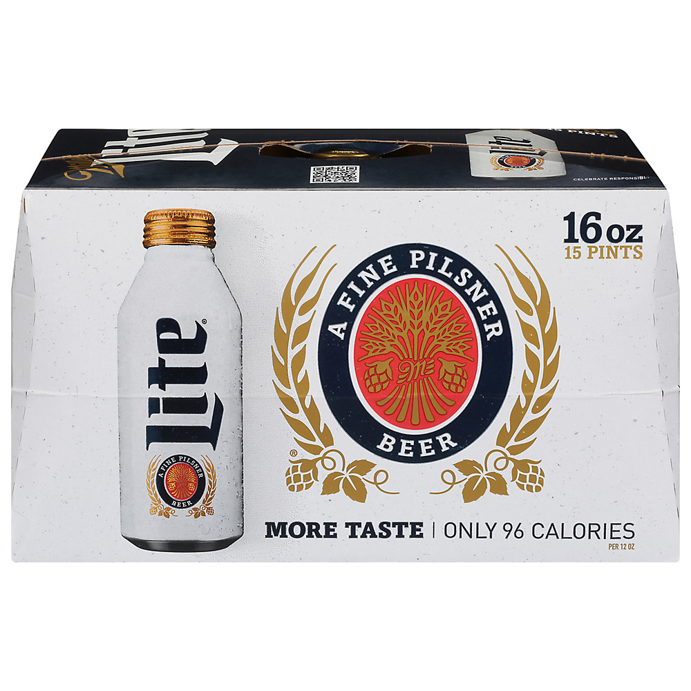 Calories in Miller Lite Beer 16 oz Resealable Aluminum Bottles, 15 pk