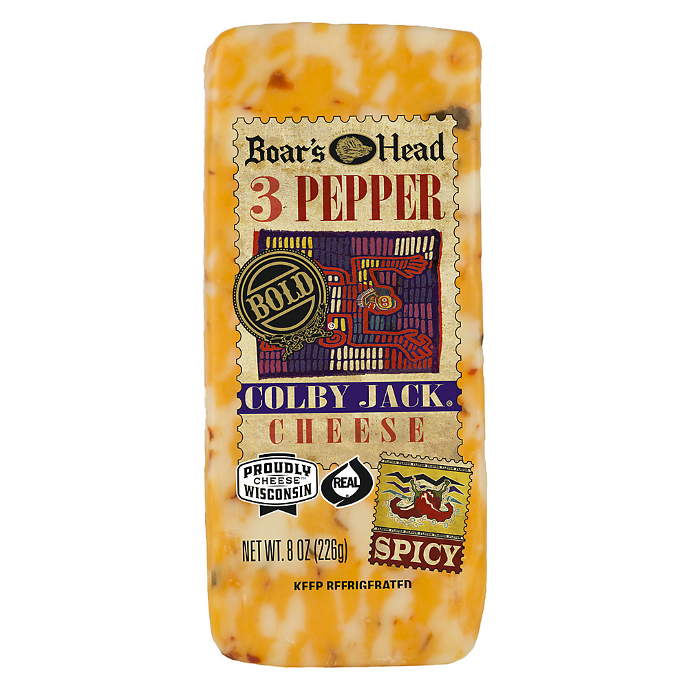 Calories in Boar's Head 3 Pepper Colby Jack Spicy Cheese, 8 oz