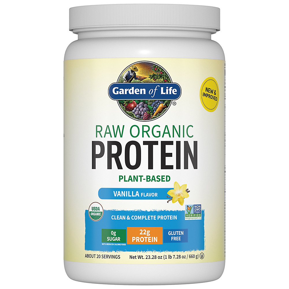 Calories in Garden of Life Raw Organic Vanilla Protein Powder, 21.86 oz