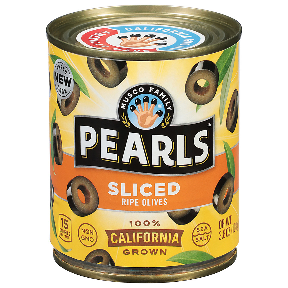 Calories in Musco Family Olive Co. Pearls Sliced California Ripe Olives, 3.8 oz
