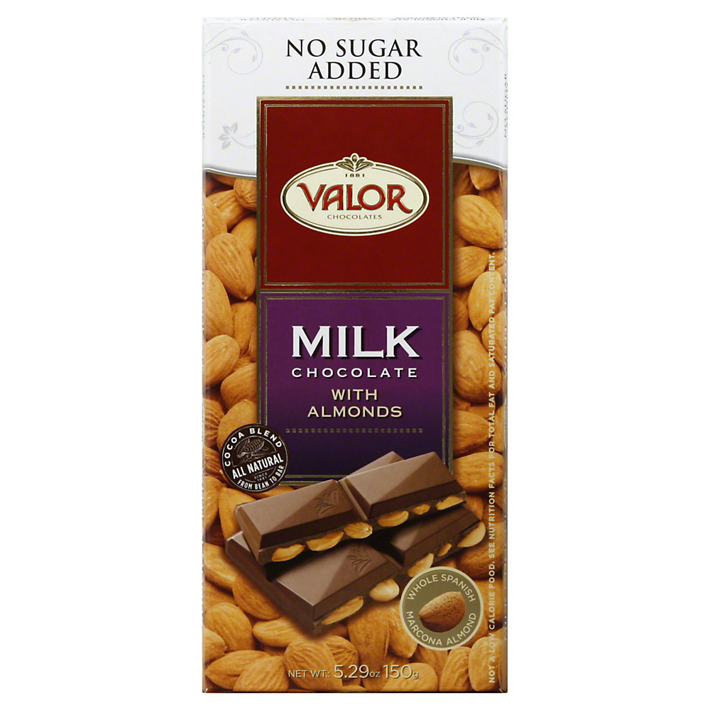 Calories in Valor Chocolates Milk Chocolate with Almonds, 5.29 oz