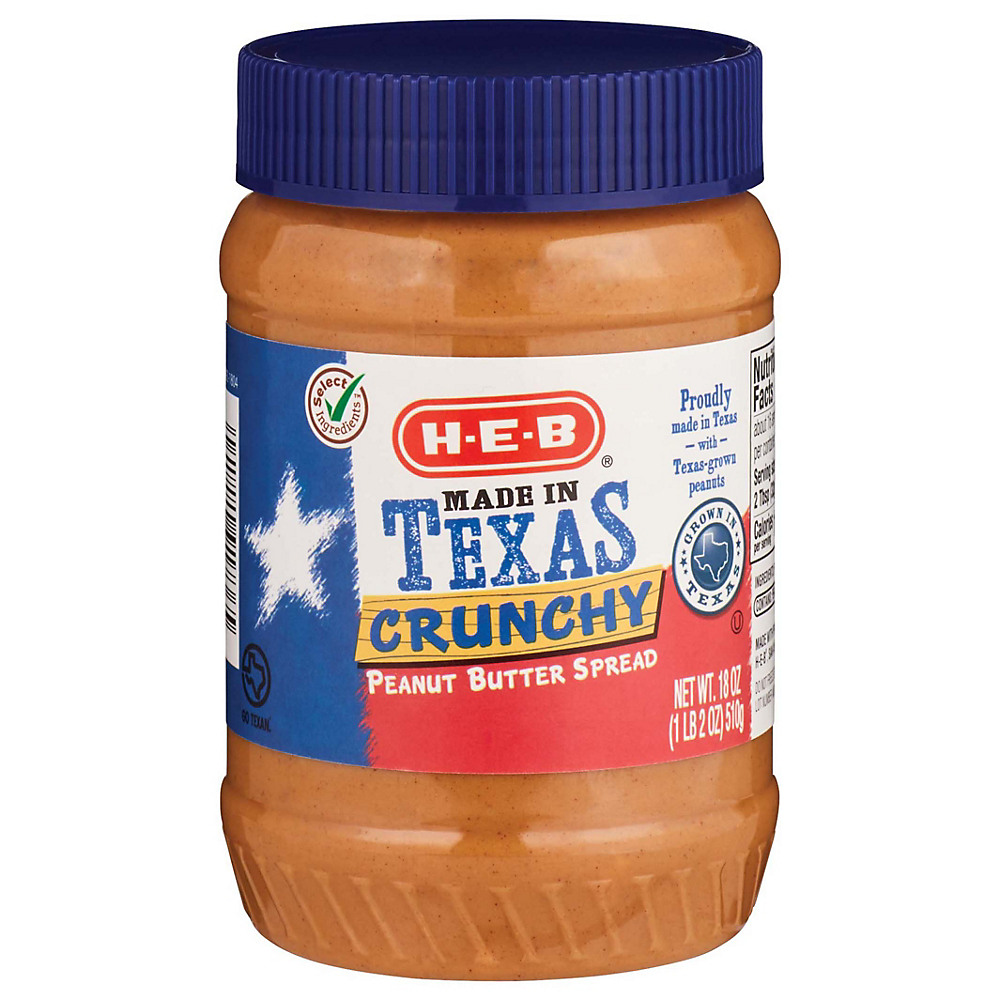 Calories in H-E-B Select Ingredients Crunchy Peanut Butter, 18 oz