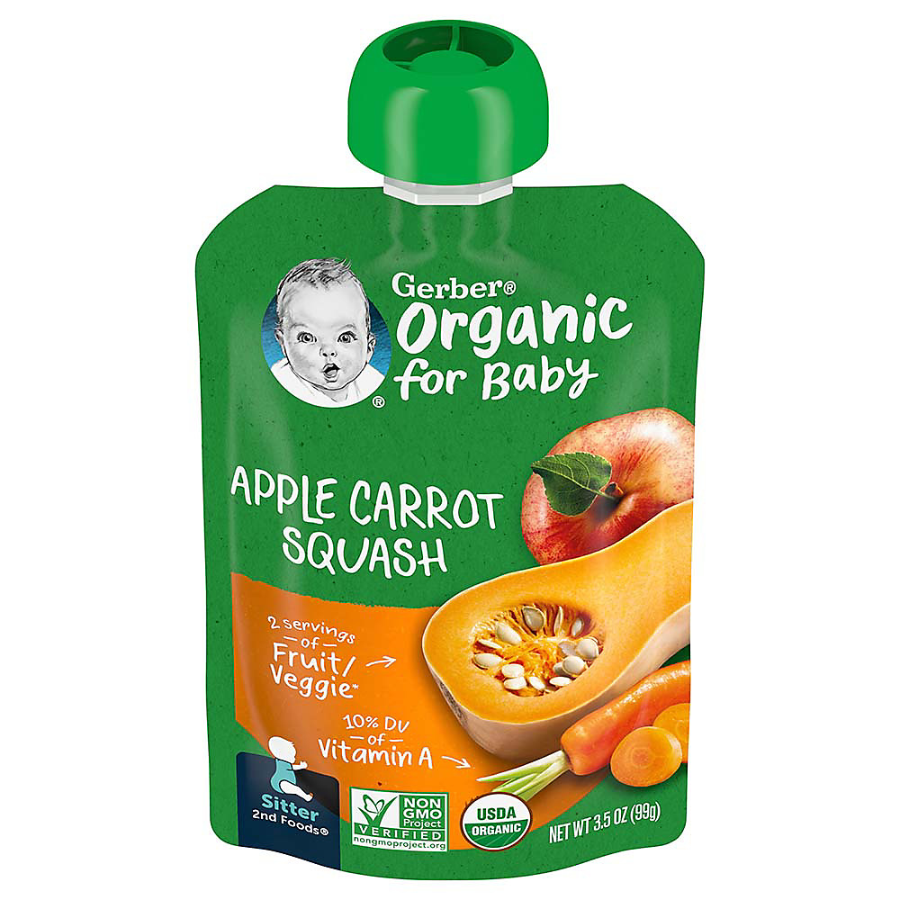 Calories in Gerber 2nd Foods Organic Pouches Apple Carrot Squash, 3.5 oz