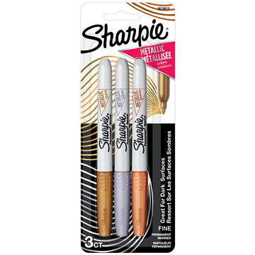 Sharpie Metallic Fine Tip Permanent Markers - Assorted Ink, 3 pk