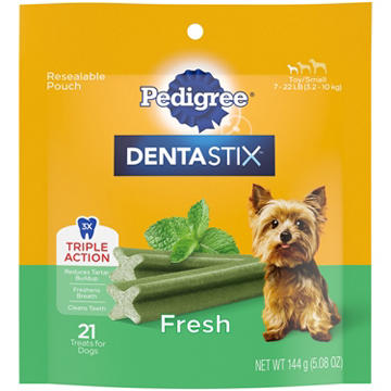 Pedigree Dentastix Dental Care Treats Toy & Small Breed - Fresh Flavor, 21 ct