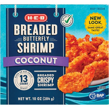 H-E-B Frozen Coconut-Breaded Butterfly Shrimp, 10 oz
