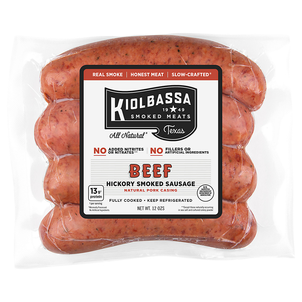 Calories in Kiolbassa All-Natural Beef Smoked Sausage Links, 4 ct