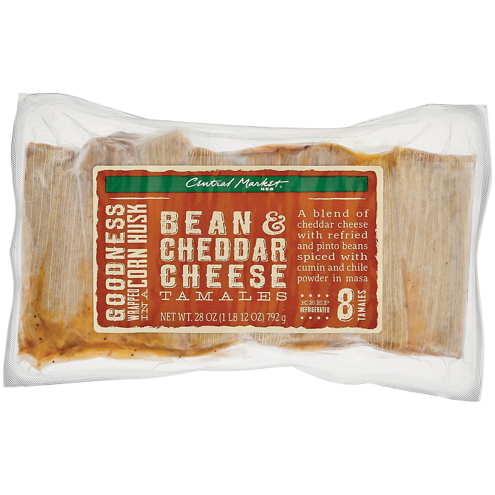 Calories in Central Market Bean & Cheddar Cheese Tamales, 8 ct